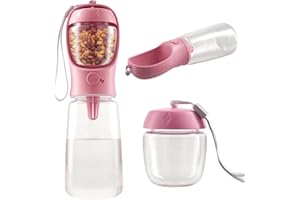 Granvoo Borraccia per Cani Portatile 550ml, Bottiglia d'Acqua per Cani da Viaggio, Rosa
