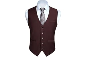 HISDERN Gilet de couleur unie en coton pour gilet de soiree formelle pour hommes