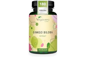 Ginkgo Biloba | Extra Fort : 6000mg | Mémoire + Circulation Sanguine | 180 Gélules | Unique : 24% Glycosides de Flavone + 6% Lactones Terpéniques | Vegan & Sans Additifs | Vegavero®