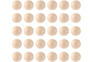 ‎YOUNTHYE 30 Stücke Natürliche Groß Holzkugeln，40MM Runde Hölzern Holzkugel Ohne Loch, Unlackiert hölzerne Kugel für Malerei, DIY, Schmuckherstellung, Ornament, Kunst, Skulptur, das Gesicht zeichnen