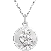 Collana Uomo Donna San Cristoforo Protettore - Catena Cristiana Portafortuna In Acciaio Oro