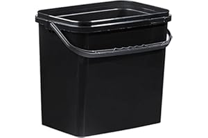 FUDUU.DE Cubo de plástico negro con 10 litros de volumen, rectangular, perfecto para alimentos y almacenamiento, con asa y tapa. Se puede volver a cerrar, apto para alimentos