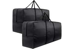 WIDESMILE 2 Pack Garden Cushion Storage Bag 173x76x51cm 420D Waterproof Outdoor Furniture Cushion Bag Extra Large Christmas Tree Storage Bag with Handle and Zipper for Xmas Tree Black