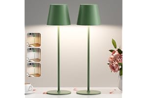 PreeOtti 2 Pezzi Lampada da Tavolo Senza Fili, Touch Dimmerabile, 3 Modalità di Colore, Lampada da Comodino LED Ricaricabile per Camera da Letto, Soggiorno, Campeggio all'aperto Esterno(Verde)