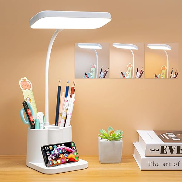 Necomi LED Desk Lamp,with Pen Holder and Phone Stand, Table Lamp For Computer/Desktop,360°Flexible,Desk Light for Deskto