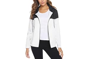Wayleb Giacca Impermeabile Donna Sportiva Antipioggia con Cerniera Cappuccio Giacca Sportiva Ideale per Attività All'aria Aperta Corsa, Ciclismo, Arrampicata,Pesca