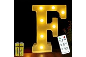 HONPHIER® Lettere lampada a forma di lettera con telecomando, lampada a LED, illuminazione lettera, luce notturna, decorazione per compleanno, festa, matrimonio (F)