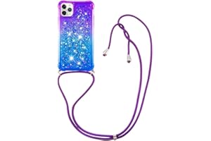 TUUNKMUY Handykette Handyhülle für Xiaomi Redmi 13C Glitzer Diamond Ultra Dünn Flüssigkeit Weiches Silikon Case mit Kordel zum Umhängen Necklace Hülle mit Band Schutzhülle für Xiaomi Redmi 13C Lila-blau