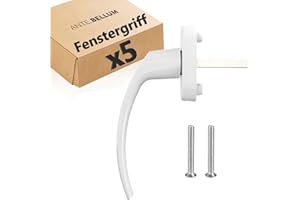 Ante bellum Hochwertiger Fenstergriffe Weiß aus Aluminium - Sicheres und stilvolles Zubehör für Fenster und Türen mit 35mm langem Stift. Passend für die meisten Standardfenster. (Weiss, 5 Stück)