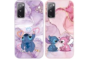 LYUBFDC [2 Piezas] Funda para Samsung Galaxy S20 FE/S20 Lite 6,5",Dibujos Animados Anime Patrón Mármol Aesthetic Carcasa con Stitch Kawaii Diseño Suave Silicona TPU Antichoque Protección Case