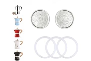 DITOSH 9 Cup Espresso Coffee Maker Replacement Parts for Aluminum Mocha Pot 2 Filters with 4 Silicone Gaskets