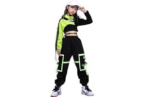 LOLANTA Vêtements de Danse de Rue de Vêtements de Hip-hop de Filles,Chemise à Manches Longues Ensemble Pantalon Cargo