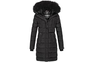 Navahoo Winterjacke Damen - Wasserabweisend, Warm, Kapuze, Winddicht - Wintermantel Lang, Mantel Frauen, Teddyfell gefüttert - Stehkragen, 7 Taschen, verlängerter Zipper
