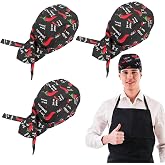 JEYORZY 3pcs Unisex Adjustable Kitchen Hat, Chef Hat Men Adjustable, Chef Hats, Head Cover for Cooking Grilling Bandana Cap,