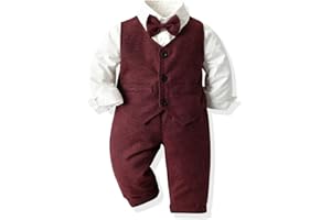 Volunboy Completo Elegante Bambino Camicie + Papillon + Gilet + Pantaloni, Ragazzo Abbigliamento 4 Pezzi Gentleman Cerimonia Nozze