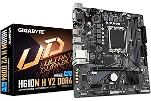 Gigabyte H610M H V2 DDR4 Motherboard - Supports Intel Core 14th CPUs, 6+1+1 Hybrid Digital VRM, up to 3200MHz DDR4 (OC), 1xPCIe 3.0 M.2, GbE LAN, USB 3.2 Gen 1