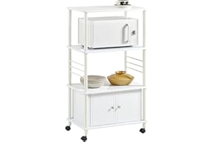 ‎SOBUY SoBuy Wózek kuchenny z 3 pókami regał na mikrofalówkę Biały,FRG12-W