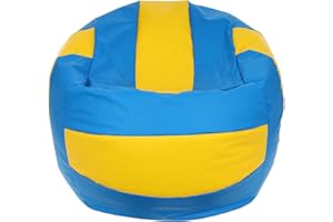 Ecopuf Volley | Puff Poltrona Sacco a forma di Palla da Pallavolo in Ecopelle Taglia XL | Pouf Sacco Sedia Gaming | Pouf a Sacco con imbottitura | Poltrona a Sacco con Doppia Zip | Dim 90x65