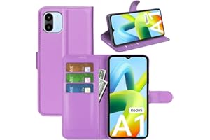BOCTECH Funda para Xiaomi Redmi A1 / Redmi A2, Carcasa con Tapa Flip Case Libro de Cuero PU Piel y Silicona Suave Cartera Cover Antigolpes con Cierre Magnético, Ranura para Tarjeta y Soporte, Púrpura