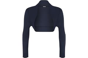 WearAll Womens Plus Size Plain Long Sleeve Cropped Ladies Shrug Bolero Cardigan Top