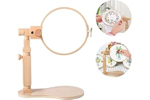 O'woda Soporte de Punto de Cruz de Madera, Soporte de Aro Bordado, Bastidor de Bordado de Escritorio, Soporte Anillo para Costura, Labor de Aguja, DIY Manualidades Proyectos (A)