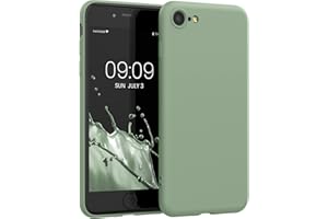 kwmobile Carcasa Compatible con Apple iPhone SE (2022/2020) / 8/7 Funda de Silicona - Flexible con Interior de Microfibra - Suave Protector antigolpes - Verde Porcelana