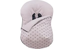JYOKO KIDS Funda + Saco para portabebés y capazo Bebé Impermeabilizado en su interior, Algodón Orgánico (Beige Bigotes, Algodon)