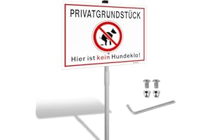 ‎GOODVIA Goodvia XXL Privatgrundstück Schilder mit Halterung 35x25cm Hier ist Kein Hundeklo Schild Metall Alu Reflektierend Kein Rost UV-geschützt für Außenbereich