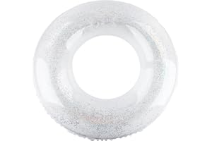 XiXiRan Schwimmring Aufblasbarer, Schwimmring Glitzer, Schwimmring Durchsichtig, Schwimmring Groß Glitzer, Glitzer Schwimmring Kinder, Schwimmreifen, 90cm, Rund, Pentagramm, Golden