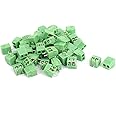 sourcing map 50 Pcs 2 Pin Screw Terminal Block 3.5mm Pitch Panel PCB Mount Green