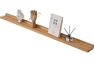 ‎GIEANOO Gieanoo Bilderleiste Holz, Massiv Eiche Wandregal Holz Schweberegal gewürzregal regalbrett Hängeregal Ideal für Wohnzimmer Schlafzimmer Badezimer120cm