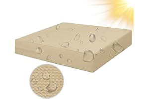 SYLC 100% Impermeabile Federe Per Cuscino Divano Patio Con Cerniera, Copricuscini Per Giardino Rattan Per Esterni Coperture Cuscino Personalizzazione (60×60×10 cm,Khaki)