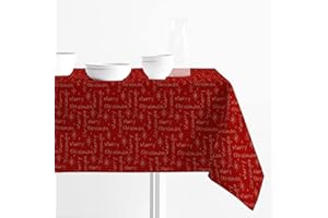 RIAD ARREDO Tovaglia di Natale Antimacchia Tessuto Jacquard Stampa Moderna Merry Christmas Natalizia Lurex Idrorepellente (Bordeaux, 140 x 300 cm)