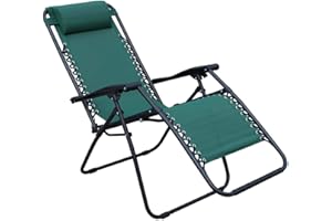Milani Home s.r.l.s. Sdraio Pieghevole con Struttura Nera E Textilene Verde Scuro per Campeggio Spiaggia Mare Piscina Giardino