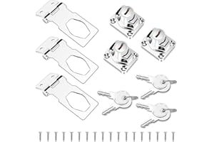 AIPAIDE 3 Pezzi Chiusura a Scatto Cromata in Metallo Con Lucchetto e Chiavi per Armadi e Cancelli da Giardino