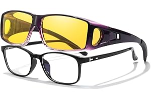 TJUTR Anti Glare Night Driving Glasses Fit Over Glasses for Men Women Polarised Night Vision Glasses Yellow Lens