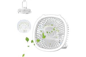 ADURI Desk Fan, Small Table Fan with 3 Speeds and LED Light, USB Rechargeable Personal Cooling Desk Table Fan for Home Bedroom Office Camping Indoor Outdoor