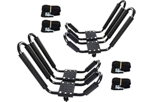 H-YEEU Youwise 4 x Portapacchi per kayak, Porte-canoë J Bars Support de Stockage de voiture pour Canoë Kayaks Planche de Surf, Barre de Toit de Voiture pour Transport Kayak