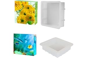 FineInno Square Resin Mould, Large Cube Silicone Mould for Candle Soap Making, Resin Epoxy Casting Moulds for DIY Bookends, Paperweight, Dried Flower/Insect Specimen