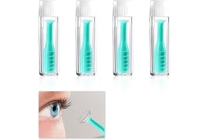 QNENEAM 4 Stück Kontaktlinsen Einsetzhilfe, Kontaktlinsen sauger Weiche Linsen, Kontaktlinsen Hilfe zum Einsetzen mit Flasche, Universell einsetzbarer Linsenapplikator und -entferner (Grün)