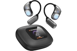 MTOXW Auriculares Traductores 3 en 1, Auriculares Bluetooth Oído Abierto con Pantalla Táctil, 135 Idiomas, AI en Tiempo Real, Música y Llamadas, Negro