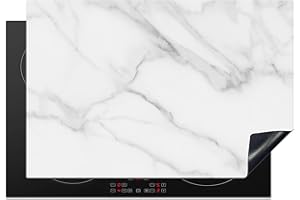 KitchenYeah© Protège Plaque Induction 76x51 cm Deco Cuisine Protection Pour Plan De Travail Cuisson Protégé Marbre - Texturé - Blanc - Gris - Pierre - Aspect marbre