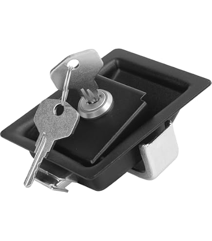 Riloer Serrure De Porte Pour Remorque Et VR - Pêne Dormant Intégré, Alliage Zinc, Noire Ou Blanche - Remplace Trimark/Bargman
