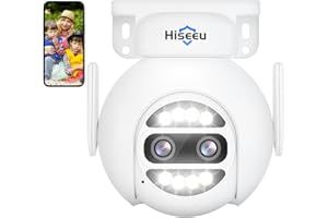 Hiseeu Wireless Security Camera Outdoor Dual Lens 4MP 10X Digital Zoom, 360° PTZ WiFi CCTV Camera, Motion Detection, Home Security Camera with Auto Tracking, Two-Way Audio, Color Night Vision