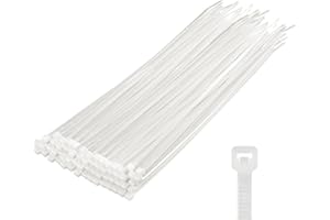 MEKEET White Multi-Purpose Cable Ties, Cable Ties Reusable, Nylon Zip Ties, Tie Wraps Heavy Duty, Secure Self-Locking Mechanism, for Household, Office, Garden and DIY