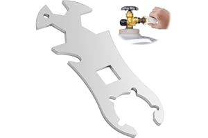 CJMUQHEHH Vielseitiger Edelstahl Gasflaschenschlüssel mit Flaschenöffner, Robuster Multifunktionsschlüssel für 5 kg und 11 kg Gasflaschen, Ideal für Grill und Campingliebhaber, Rostfrei und Langlebig