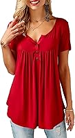 AMORETU Women Casual Blouse V Neck Button up Tunic Tops Shirts