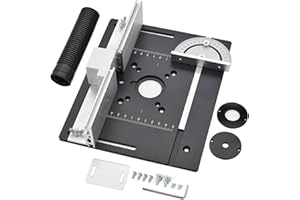 Umelee Frästisch Einlegeplatte Oberfräse, Aluminium Oberfräsentisch mit Hinterem Anschlag und Winkellineal, Universelle Schneidemaschine Flipboard für Holzbearbeitung Bänke (Schwarz)