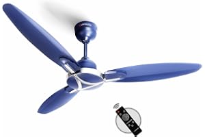 LONGWAY Zephyr 1200 mm BLDC Ceiling Fan with Remote Control | BEE 5 Star Rated Energy Efficient | Ultra High Speed 3 Blade Anti-Dust Decorative Ceiling Fan | 3 Years Warranty (1, Silver Blue)