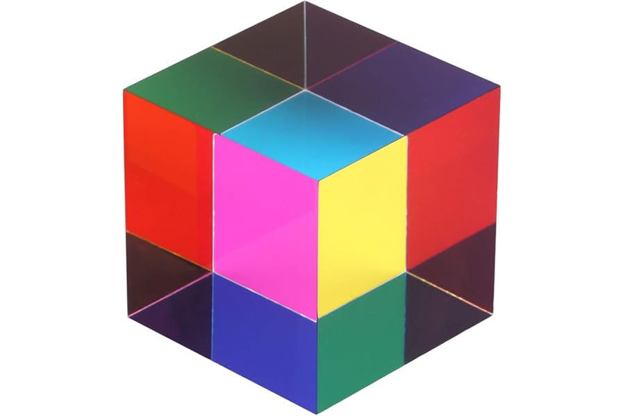 ZhuoChiMall CMY Mixing Colour Cube, 50mm (2 inch) Acrylic Cube Prism, CMYcube for Home or Office décor, STEM/STEAM Desktop Toys, Science Learning Educational Gift for Kids